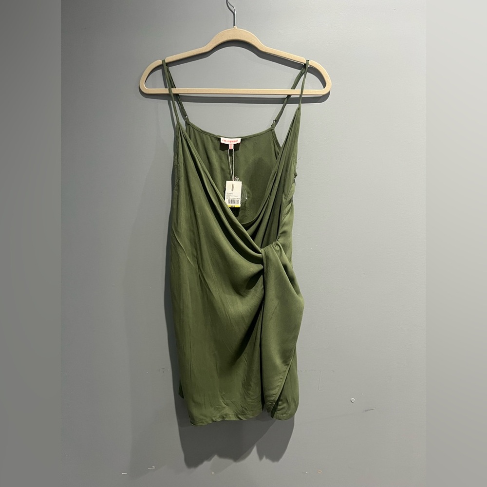 re:named Moss Green Knot Front Dress